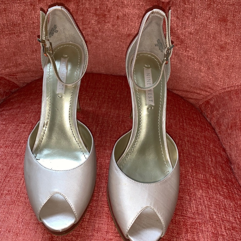 Nude Ankle Strap Peep Toe Shoes